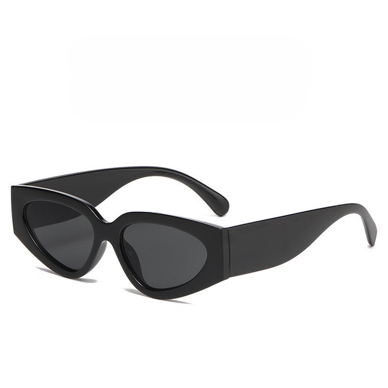 Two Tone Retro Cat Eye Sunglasses - Black