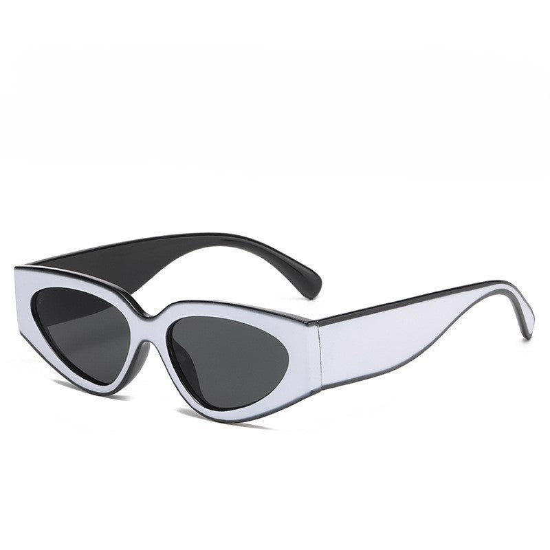 Two Tone Retro Cat Eye Sunglasses - Grey