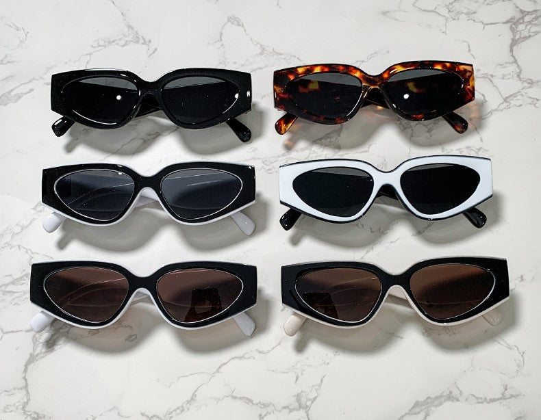 Two Tone Retro Cat Eye Sunglasses - Whitegrey - 1