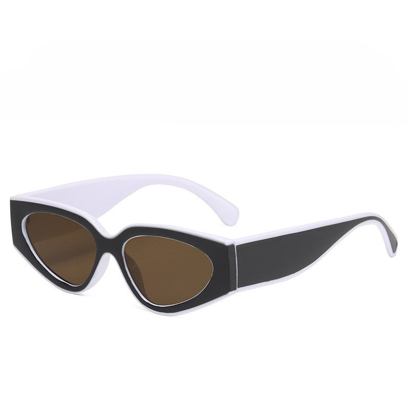 Two Tone Retro Cat Eye Sunglasses - Whitetea