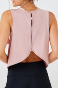 Split Back Cropped Workout Tank - Pink