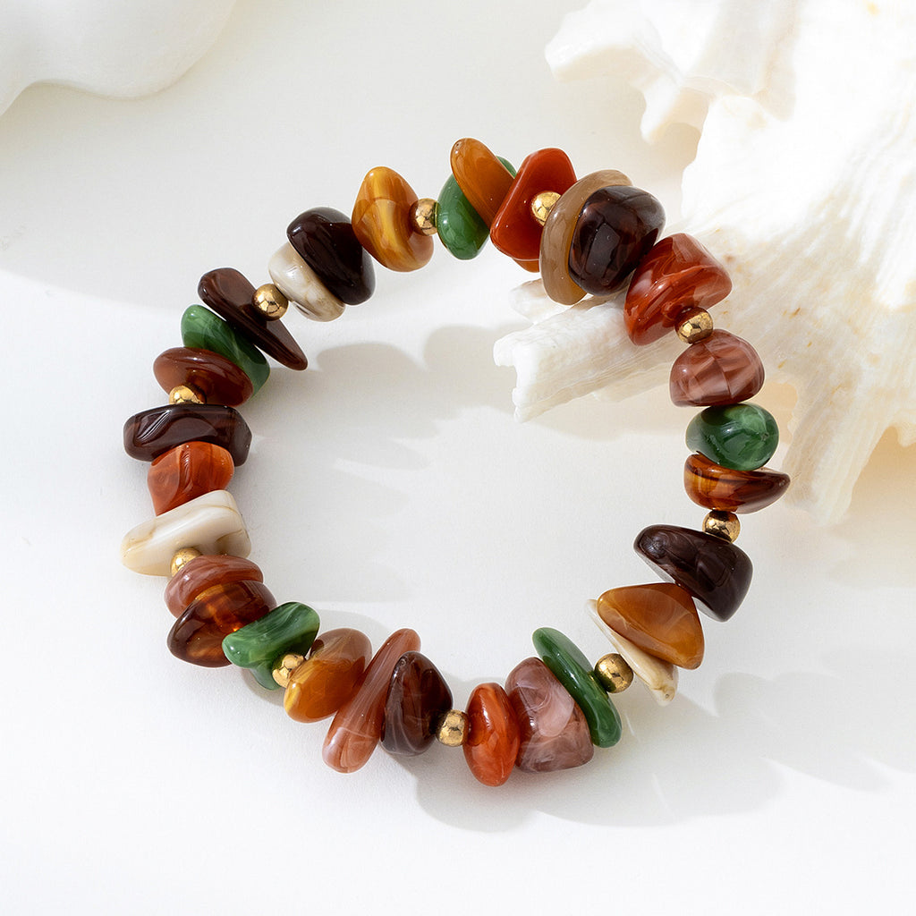 Multi Stone Chip Beaded Stretch Bracelet - Color
