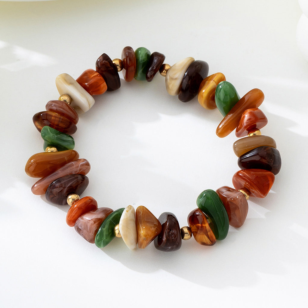 Multi Stone Chip Beaded Stretch Bracelet - Color - 1