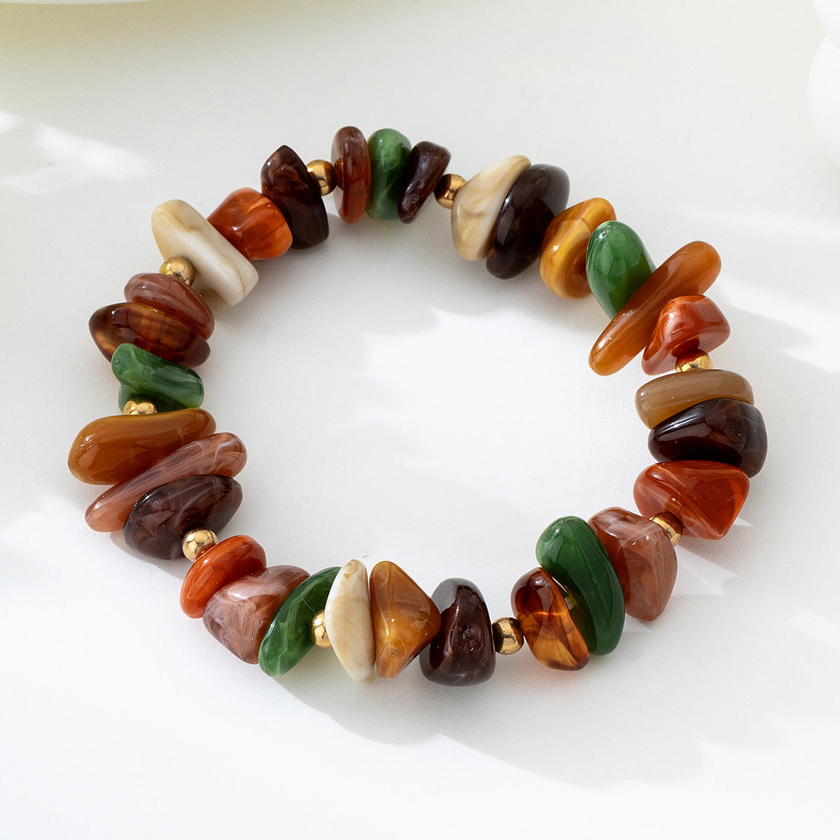 Multi Stone Chip Beaded Stretch Bracelet - Color - 1