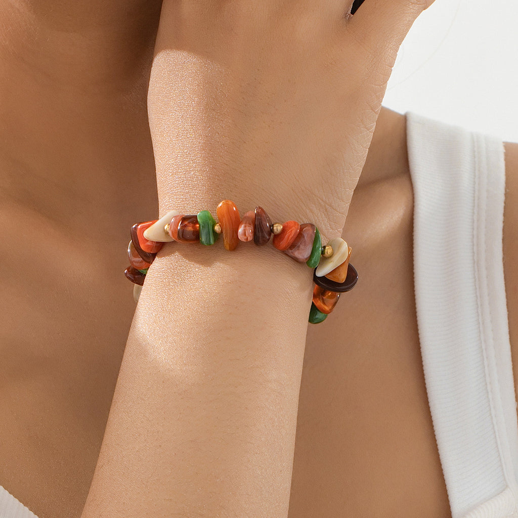 Multi Stone Chip Beaded Stretch Bracelet - Color - 2