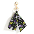 Floral Ribbon Bow Keychain Purse Charm - Black