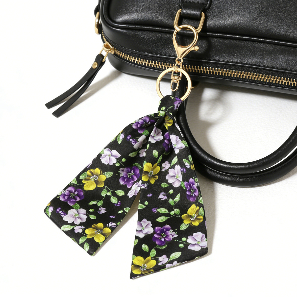 Floral Ribbon Bow Keychain Purse Charm