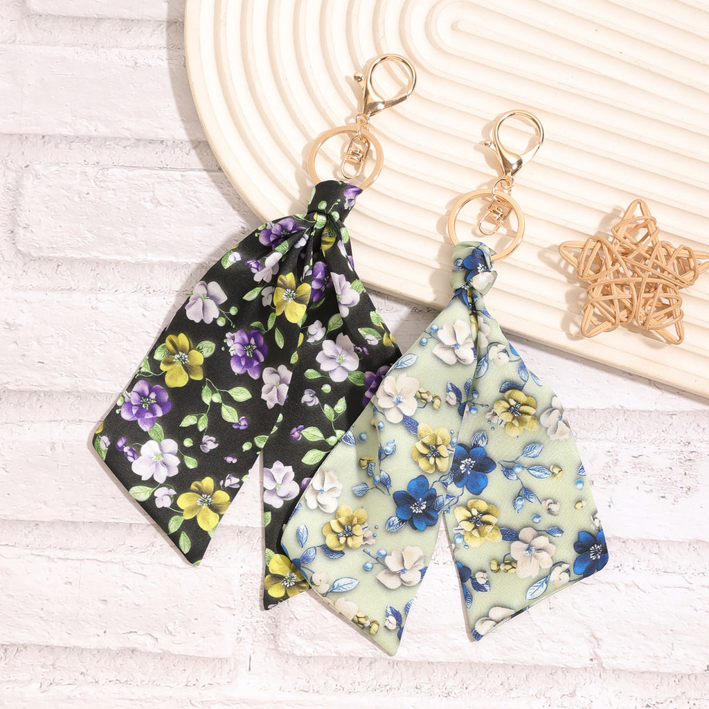 Floral Ribbon Bow Keychain Purse Charm - view 2