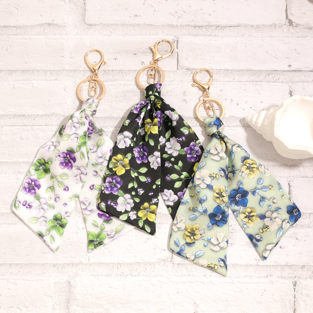 Floral Ribbon Bow Keychain Purse Charm - view 3