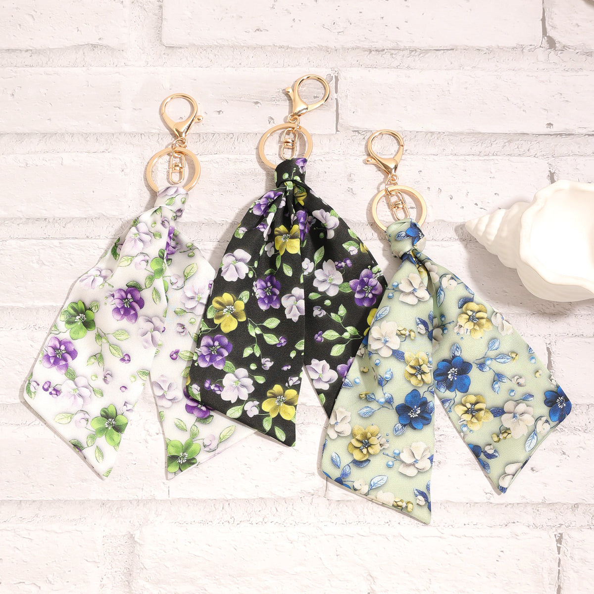 Floral Ribbon Bow Keychain Purse Charm - view 3
