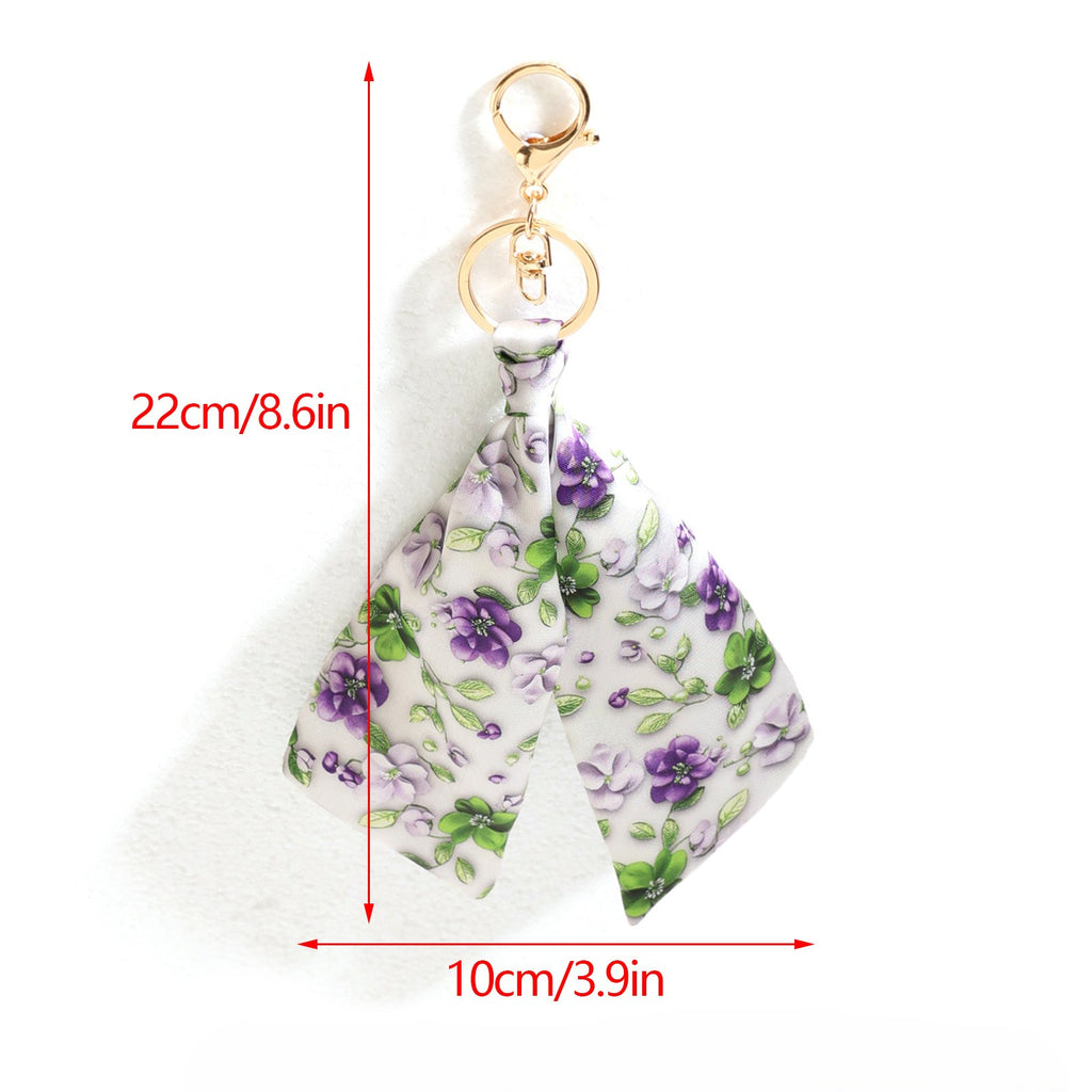 Floral Ribbon Bow Keychain Purse Charm - view 4