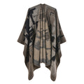 Abstract Baroque Print Draped Wrap - KHAKI