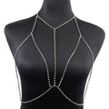 Rhinestone Bralette Style Body Chain - Silvery