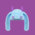 Crochet Devil Horn Long Ear Beanie - SkyBlue