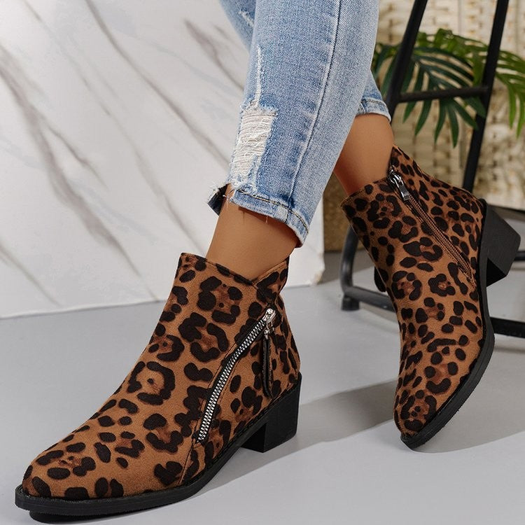 Faux Suede Pointed Toe Zip Ankle Booties