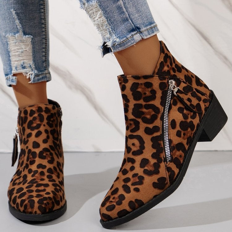 Faux Suede Pointed Toe Zip Ankle Booties