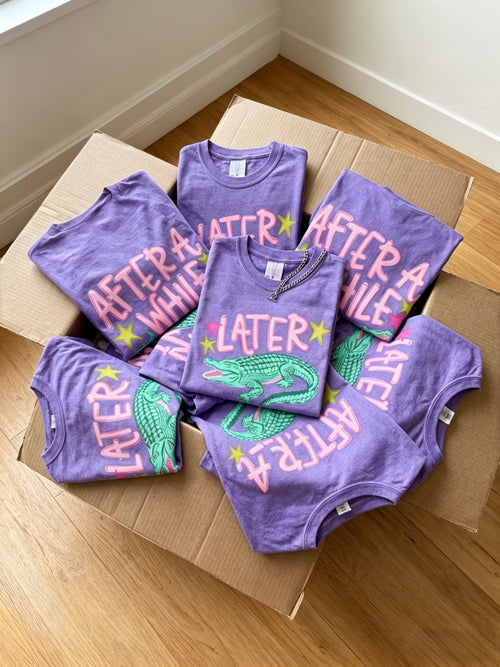 Alligator Graphic Front And Back Cotton Tee - Violet