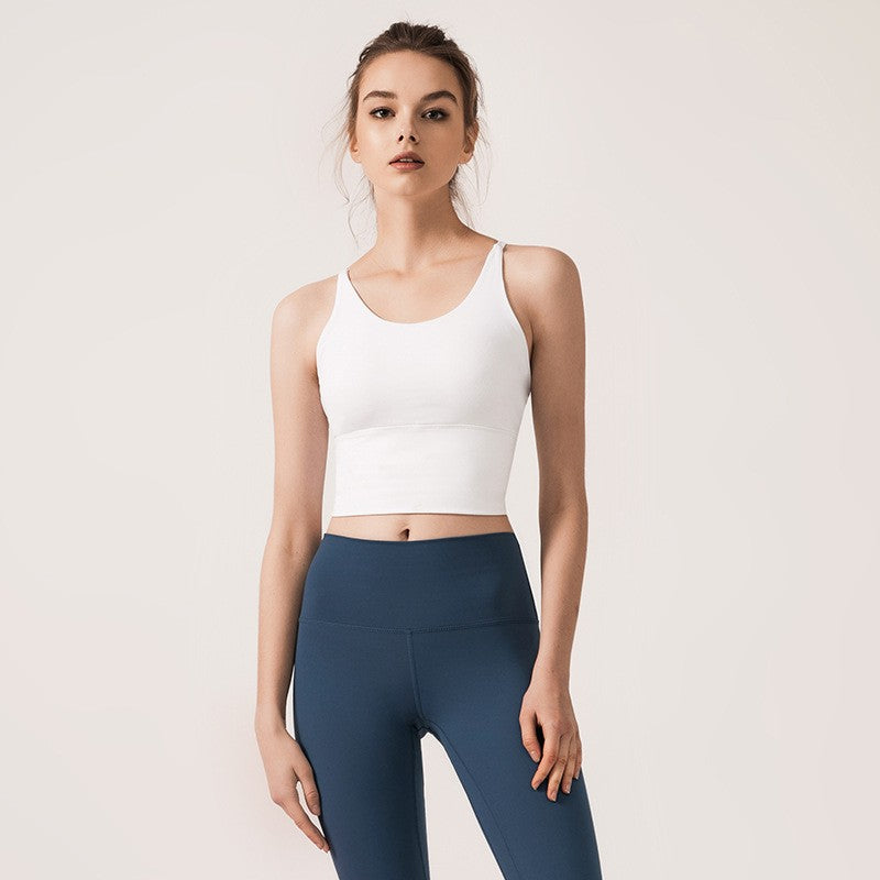 Strappy Cross Back Longline Yoga Sports Bra
