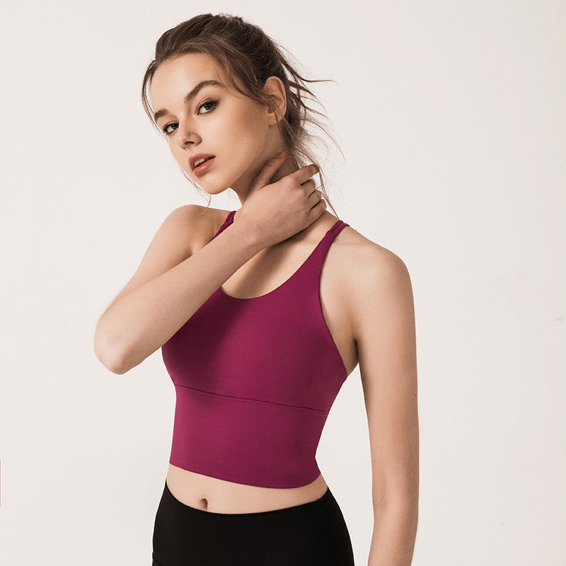 Strappy Cross Back Longline Yoga Sports Bra
