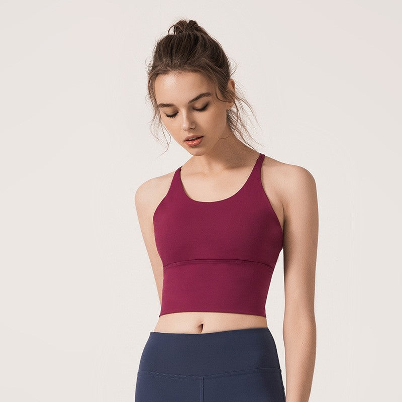Strappy Cross Back Longline Yoga Sports Bra