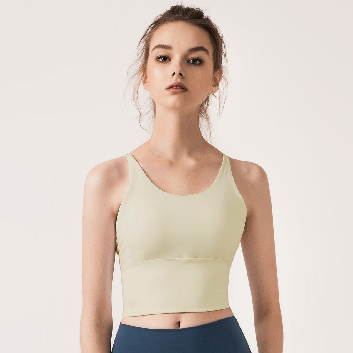 Strappy Cross Back Longline Yoga Sports Bra