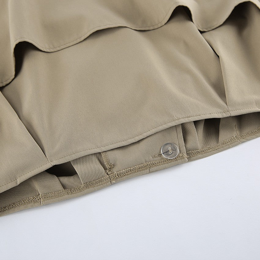 Khaki Storm Flap Oversized Cropped Trench Jacket