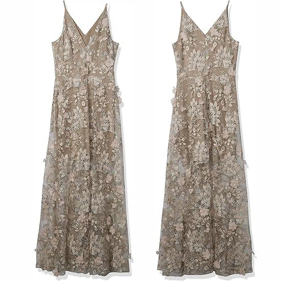 Floral Applique Sheer Mesh Maxi Dress - view 1