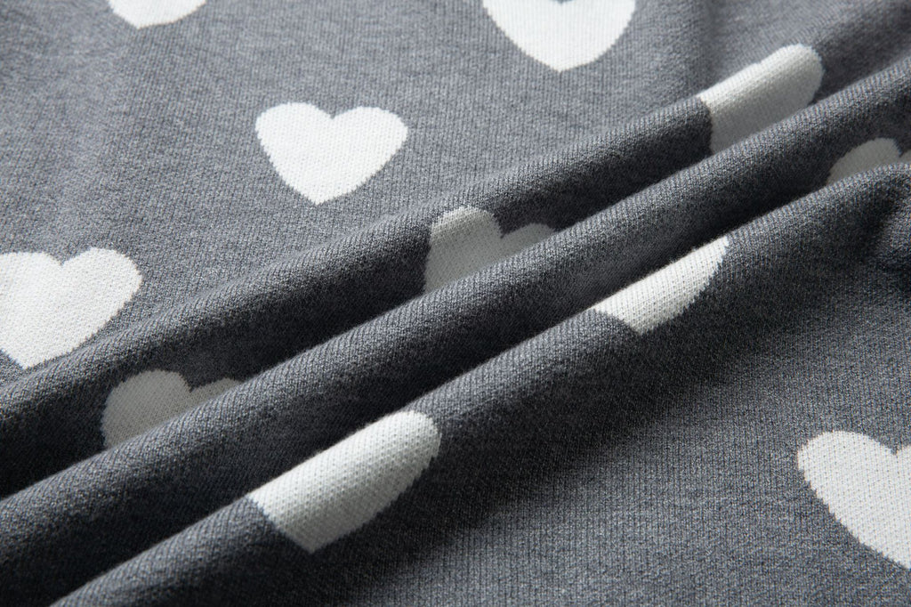 Heart Jacquard Crewneck Knit Pullover Sweater - view 2