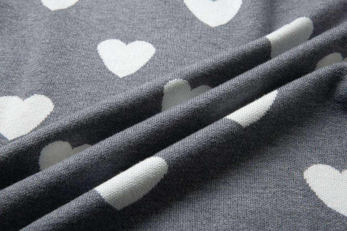 Heart Jacquard Crewneck Knit Pullover Sweater - view 2
