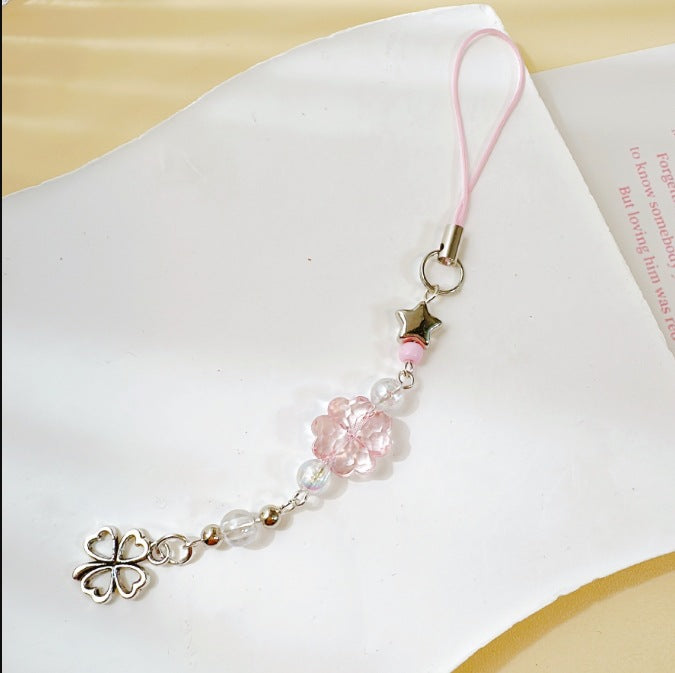 Crystal Bead Lucky Clover Phone Charm - Color_04