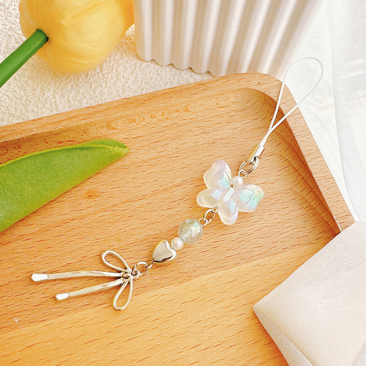 Crystal Bead Lucky Clover Phone Charm - Color_06