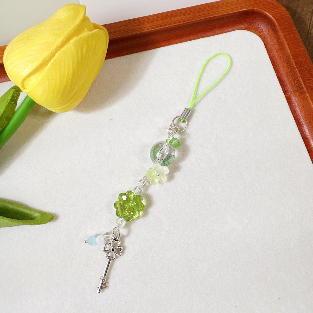 Crystal Bead Lucky Clover Phone Charm - Color_14
