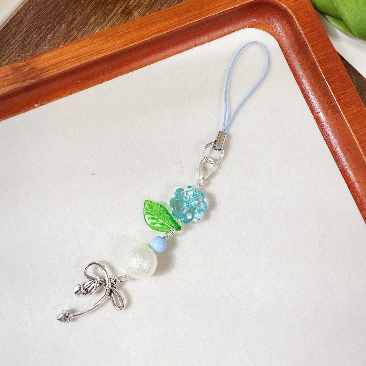 Crystal Bead Lucky Clover Phone Charm - Color_17