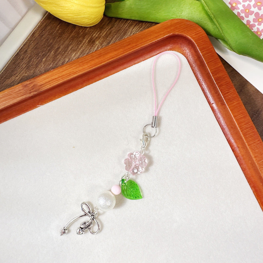 Crystal Bead Lucky Clover Phone Charm - Color_19