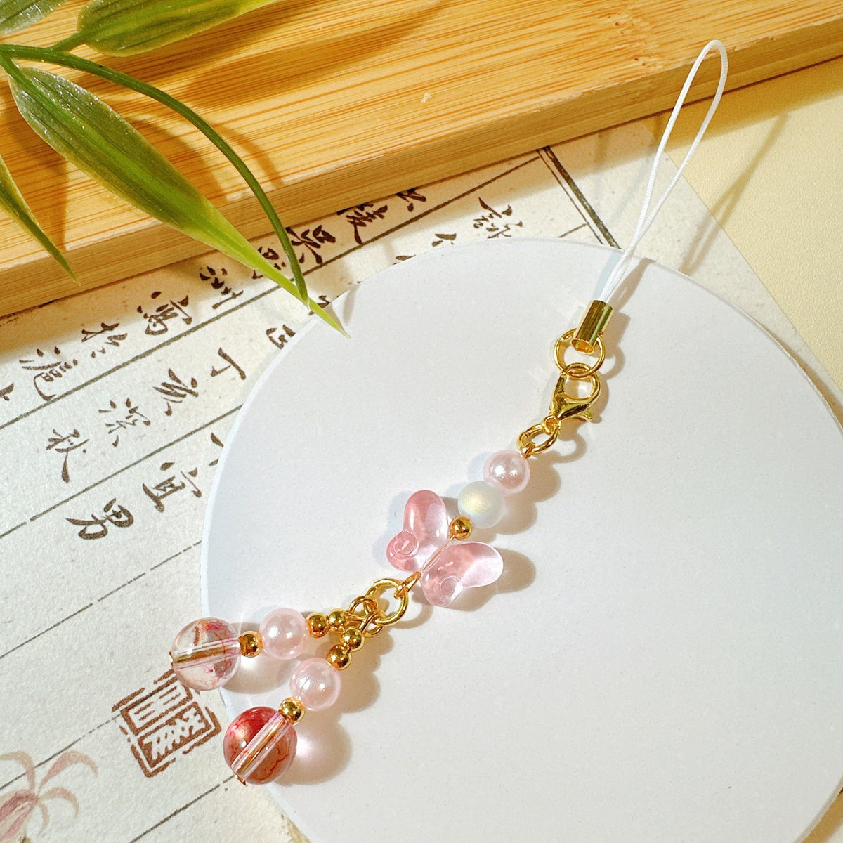 Crystal Bead Lucky Clover Phone Charm - Color_21