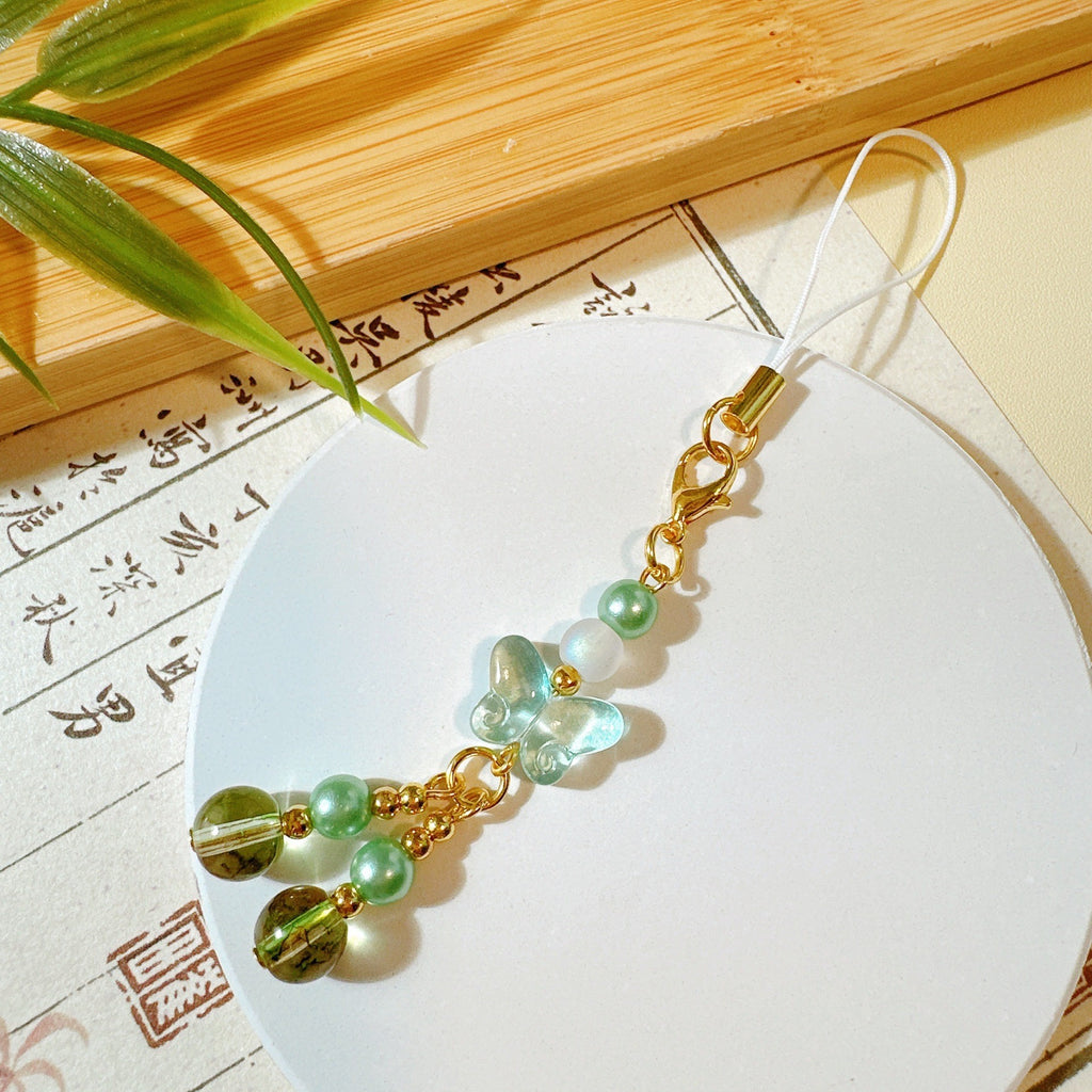 Crystal Bead Lucky Clover Phone Charm - Color_22