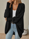 Open Front Longline Dolman Sleeve Cardigan - Black