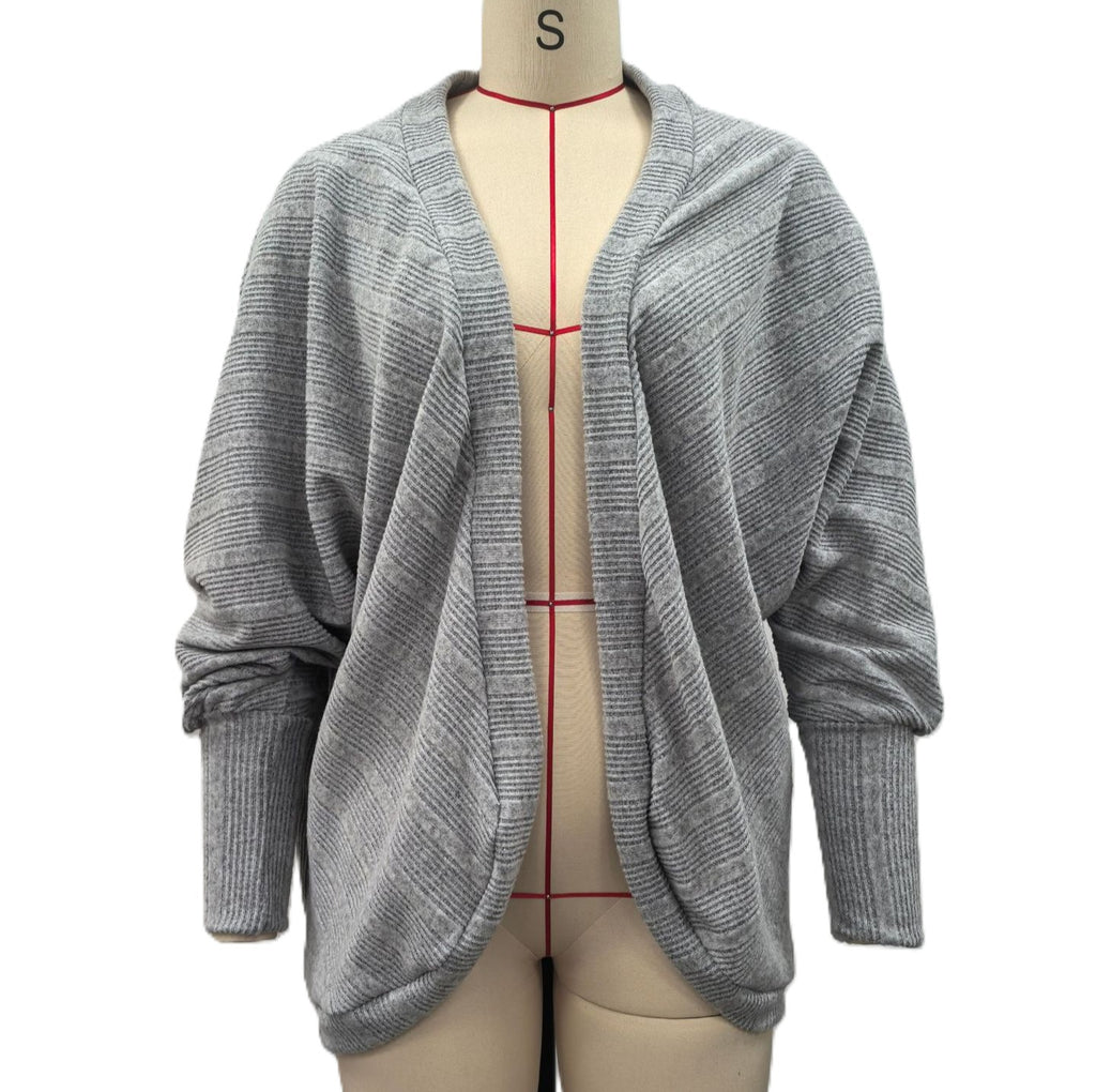 Open Front Longline Dolman Sleeve Cardigan - Grey