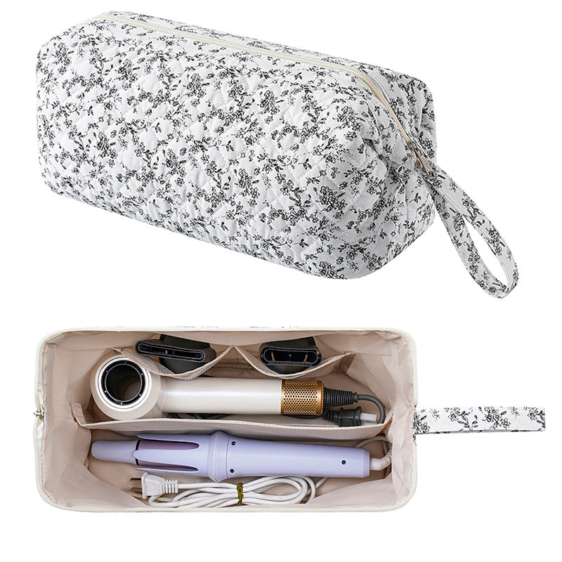Quilted Hair Tool Pouch With Wrist Strap - BWhite