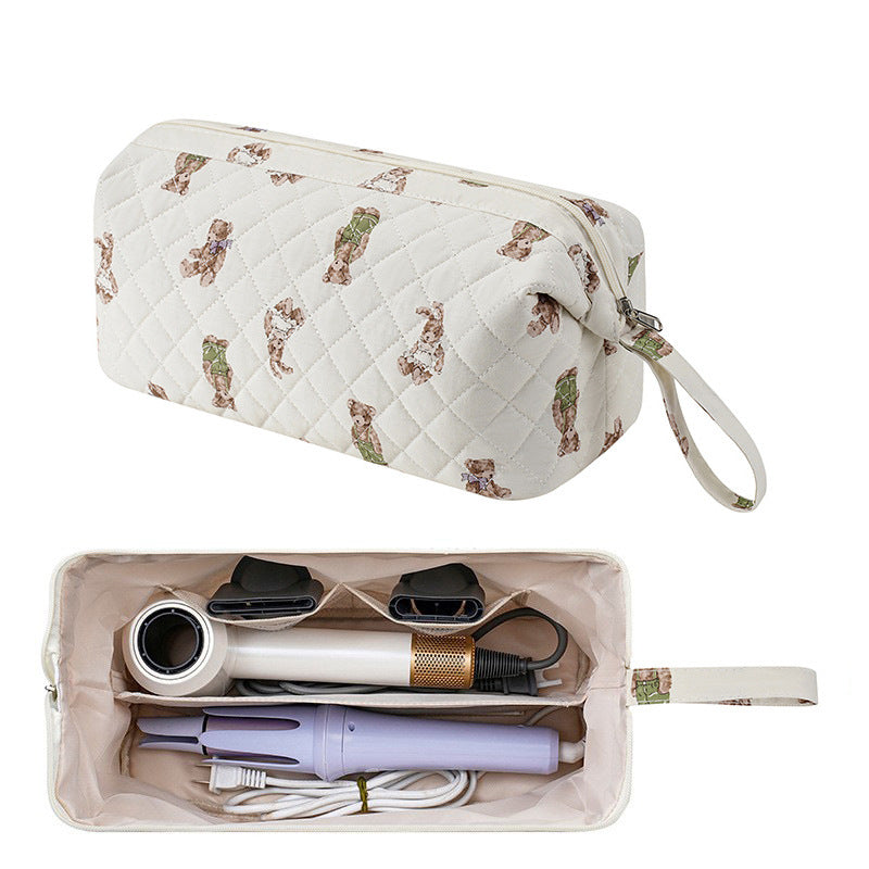Quilted Hair Tool Pouch With Wrist Strap - Bear