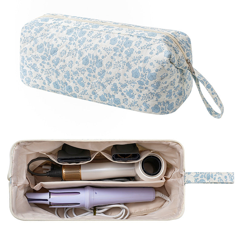 Quilted Hair Tool Pouch With Wrist Strap - Blue - 1