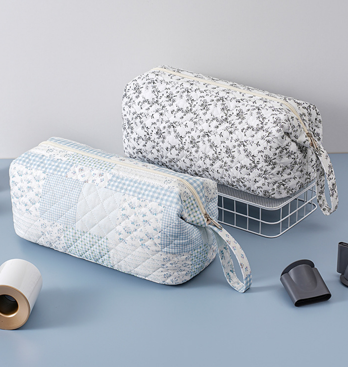 Quilted Hair Tool Pouch With Wrist Strap - Blue - 2