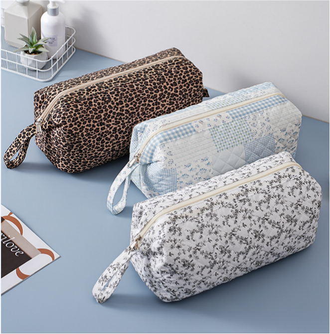Quilted Hair Tool Pouch With Wrist Strap - Blue - 3