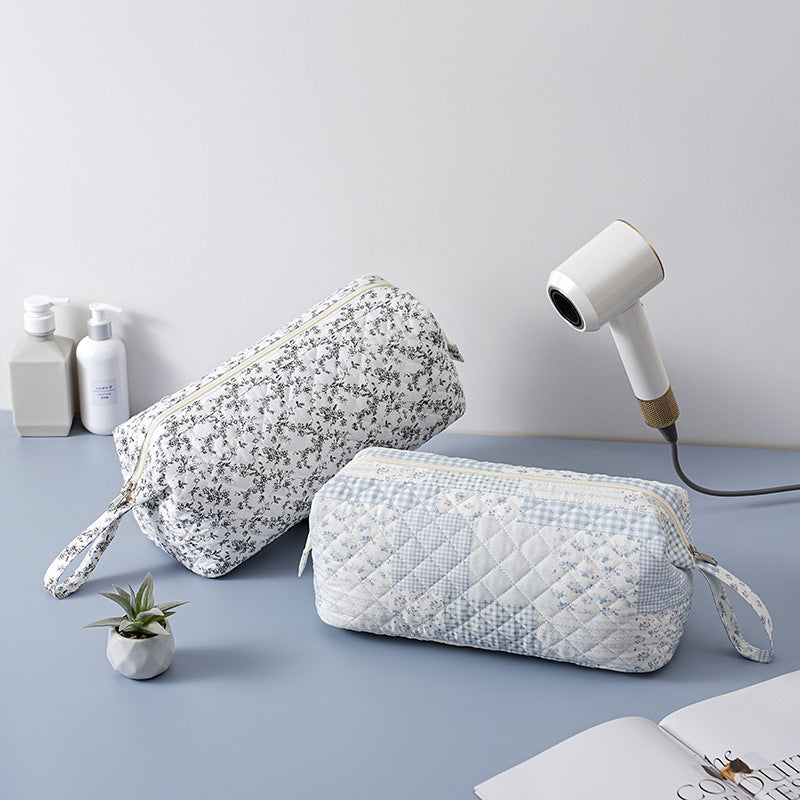 Quilted Hair Tool Pouch With Wrist Strap - Blue - 8