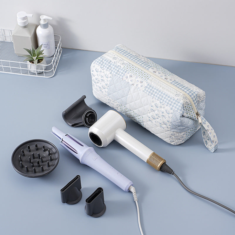 Quilted Hair Tool Pouch With Wrist Strap - Blue - 9