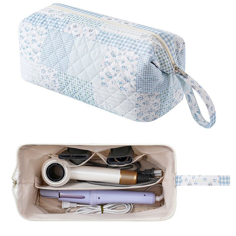 Quilted Hair Tool Pouch With Wrist Strap - EBlue