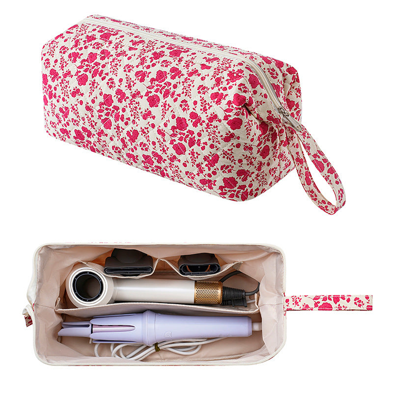 Quilted Hair Tool Pouch With Wrist Strap - Red