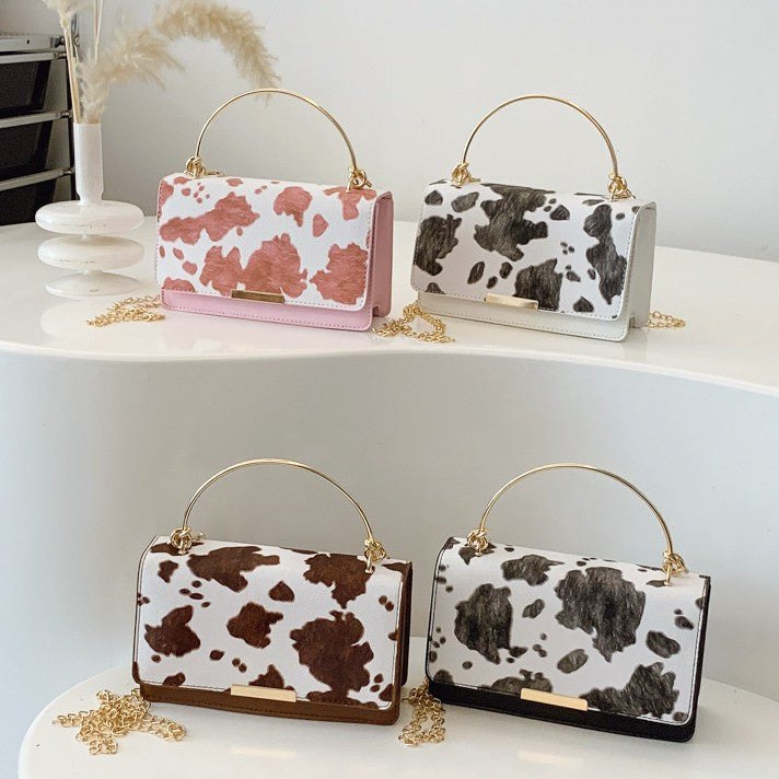 Cow Print Box Bag With Ring Handle - view 2