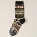 Nordic Fair Isle Pattern Wool Blend Socks - Black