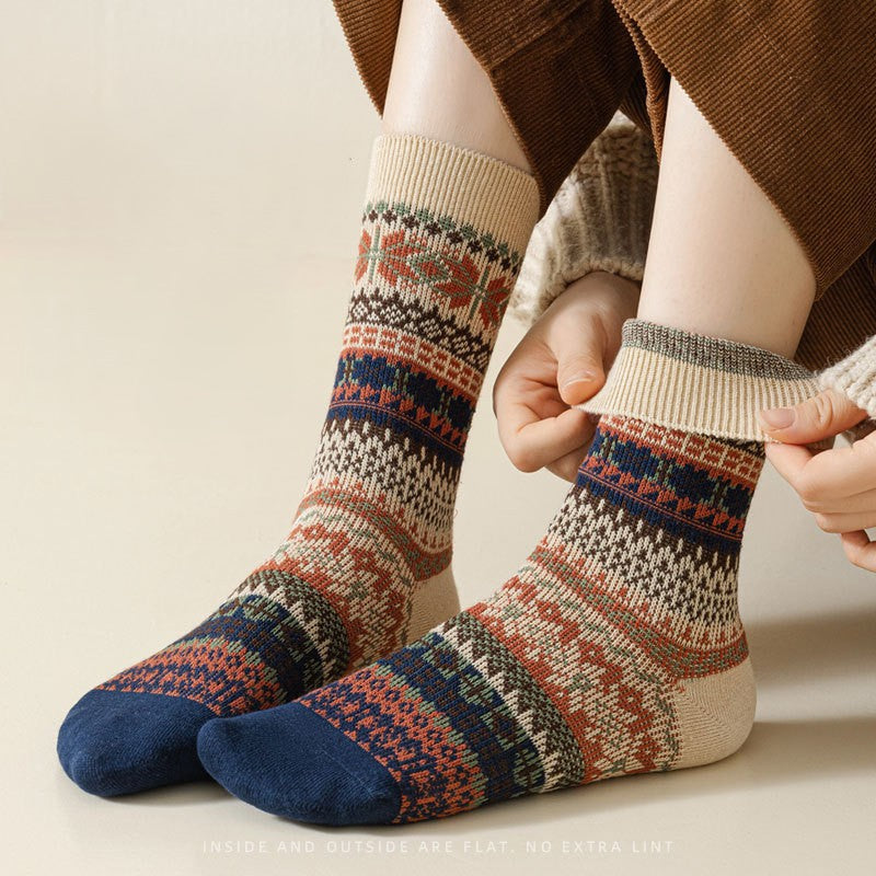 Nordic Fair Isle Pattern Wool Blend Socks - view 1